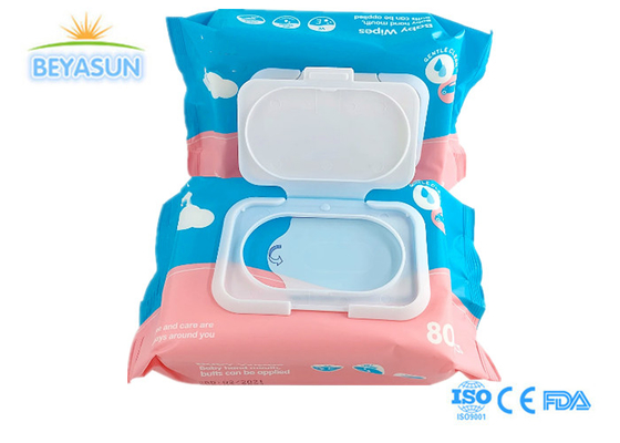 Tek kullanımlık yumuşak Eco Baby Su Islak Menekiller Temizlik Yumuşak Bakım 80PCS Çantalar OEM